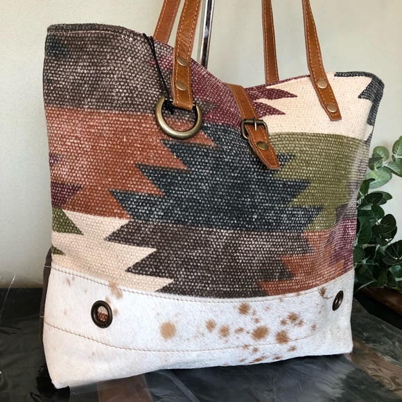 Myra Bag Spring Tote upcycled canvas purse C622 - Picture 2 of 6